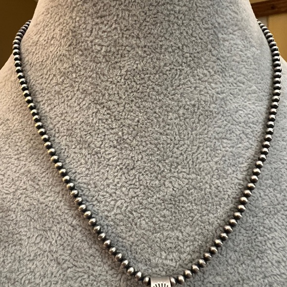 ❤️ 16” 3mm Desert Pearls Native Made Navajo Sterling Silver Made In USA Necklace - Picture 8 of 8